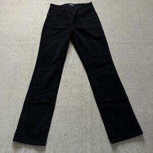 NYDJ Marilyn Straight Jeans Women 6 Black Velvet 32" Inseam Casual Cotton Blend